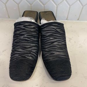 Yves Saint Laurent Vintage Mule Mesh Zebra Black Suede Slip On Y2K Slide Heel 10